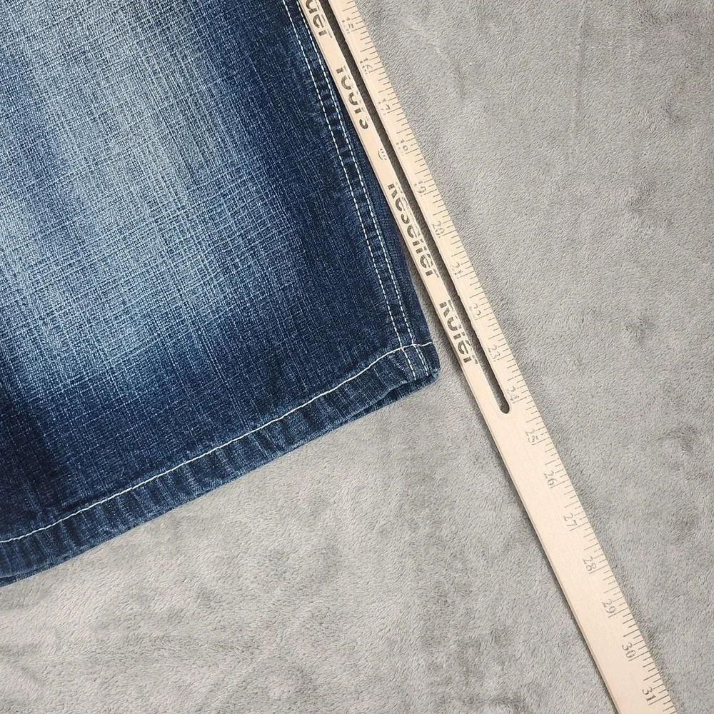 Southpole Shorts Mens 28 Red Tab Y2K Blue Denim Faded Bermuda Baggy
